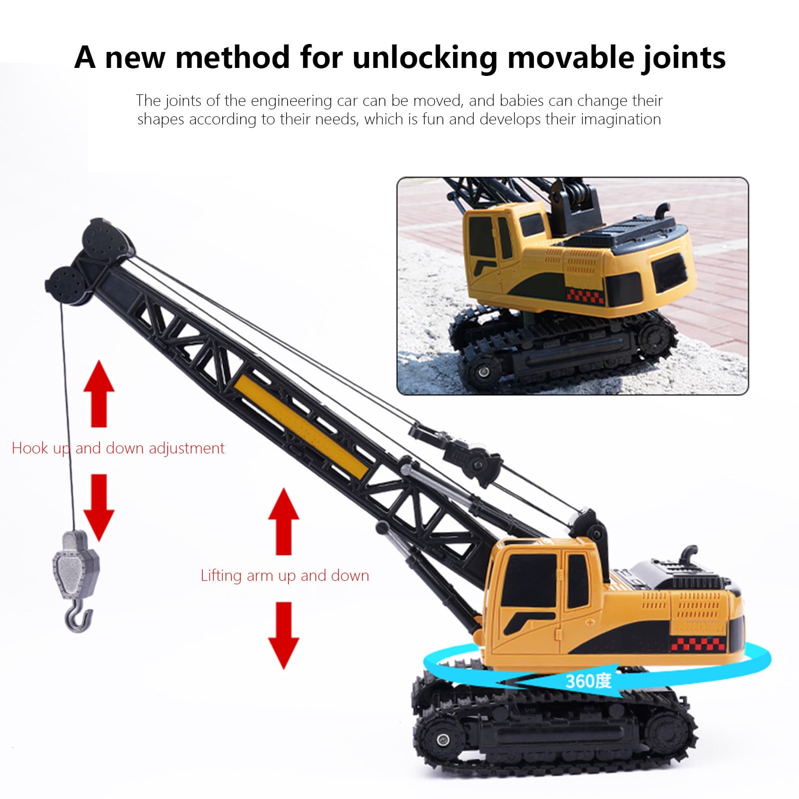 TERGAYEE Tower Crawler Crane Remote Control Car, Engineering Toys Construction Vehicle Toys, Toys for Ages 5-7 Suitable as Christmas Gifts Birthday Gifts
