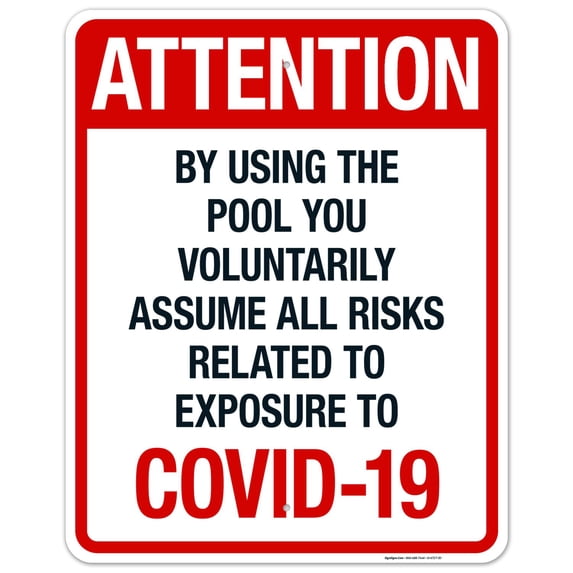 Attention By Using The Pool You Voluntarily Assume All Risks Sign, Pool Sign,