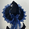 thumbnail image 4 of Zijinkuiwen Womens Witch Hat with Pearl Pentagram Charm Bow Ruffled Tulle for Halloween Cosplay Fancy Dress Accessory, 4 of 4