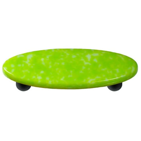 Granite Light Post - Hot Knobs HK8052-POB Granite Spring Green & White Oval Glass Cabinet Pull - Black Post