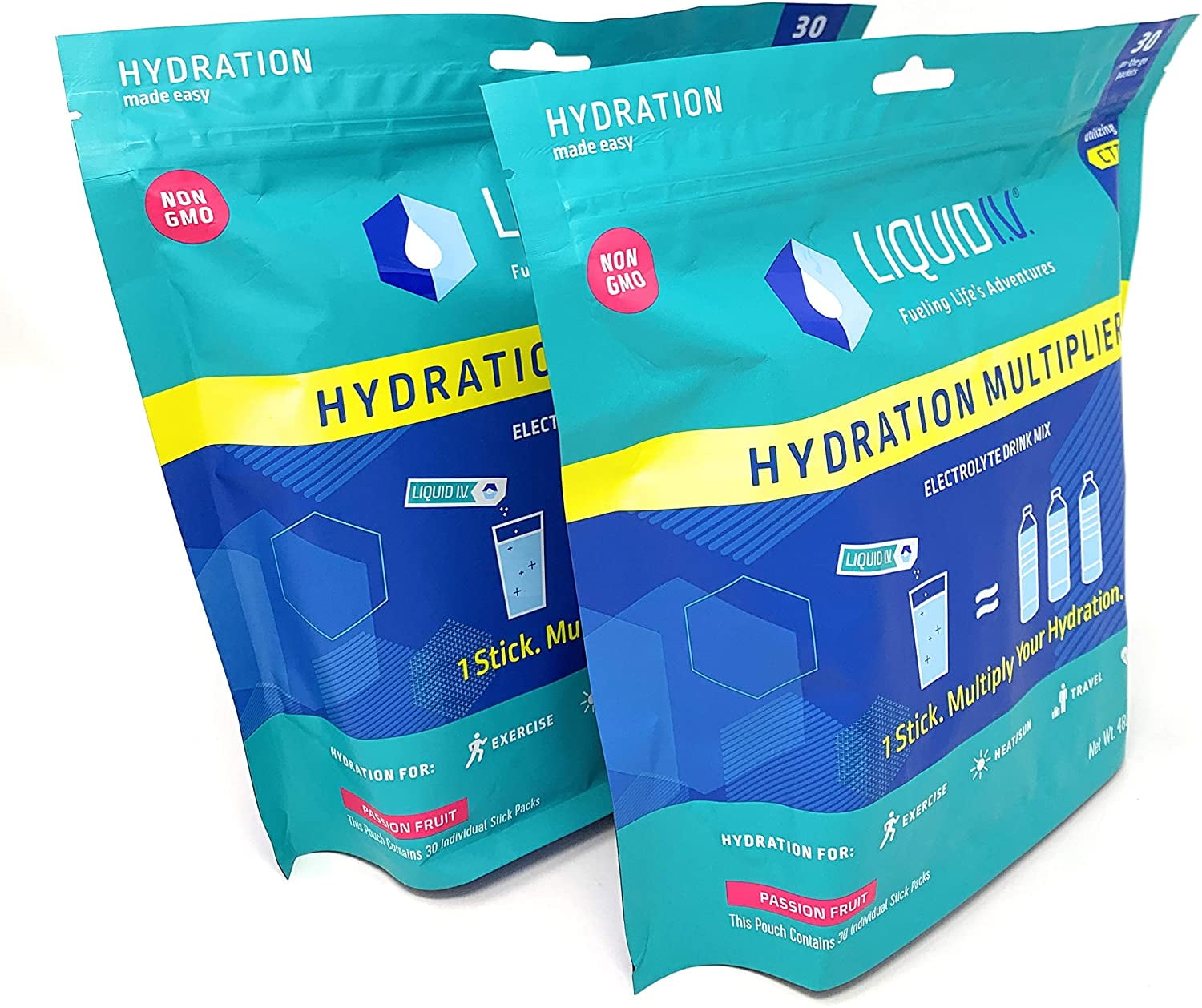2 PACK Liquid I.V. Hydration Multiplier, Electrolyte Powder, Easy