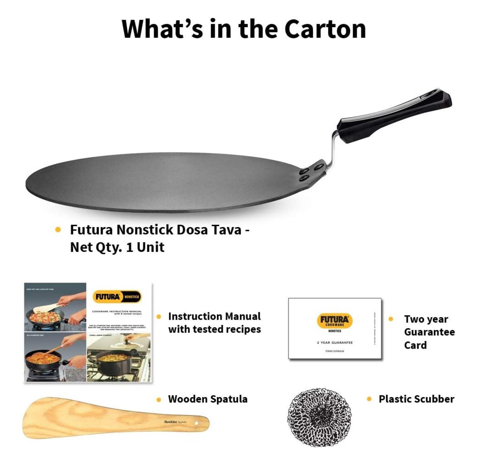 30 cm Dosa Tava, Non Stick Dosa Tawa, Flat Dosa Tawa, Black (NDT30)