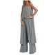 thumbnail image 2 of Puntoco Moda Mujer Color Sólido Un Hombro Camiseta Cárdigan Barbecho Pantalones De Pierna Ancha Traje De Tres Piezas Liquidación Puntoco Puntoco-20, 2 of 7