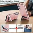thumbnail image 6 of for Samsung Galaxy S23 FE PU Leather Back Case, Built-in Invisible Stand [Compatible with Magsafe] Protective Slim Kickstand Anti-fall Phone Cover Compatible with Samsung Galaxy S23 FE, Rosegold, 6 of 8