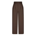 thumbnail image 4 of FAIWAD Wide Leg Suit Pants for Women High Waisted Elastic Dress Pants Office Work Business Straight Pants (Medium, Brown), 4 of 6