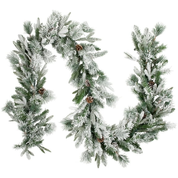 Northlight Real Touch™️ Flocked Rosemary Emerald Angel Pine Artificial Christmas Garland - 9' x 14"