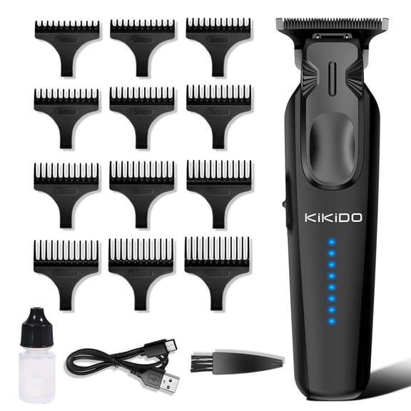 Hair Clippers for Men, Cordless Hair Clipper Kit, Adjustable 10 Length Setting Replaceable Ceramic Blade Heads, Rechargeable Hair Clippers for Family (Black)