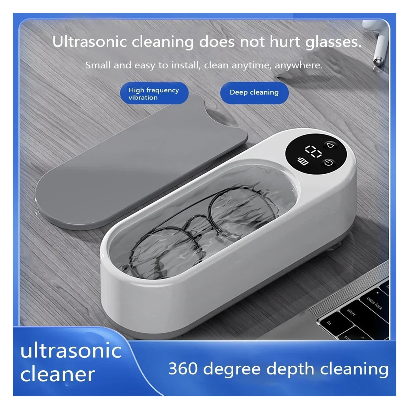 1pc Ultrasonic Eyeglasses Cleaner - Rechargeable USB Device for Jewelry, Glasses, Watches & More