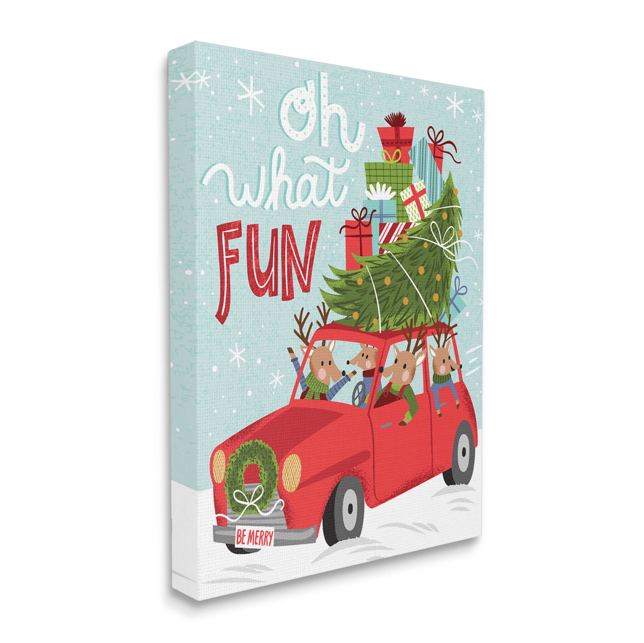 Stupell Industries Oh What Fun Holiday Car Graphic Art Gallery Wrapped Canvas Print Wall Art, Design by Arrolynn Weiderhold