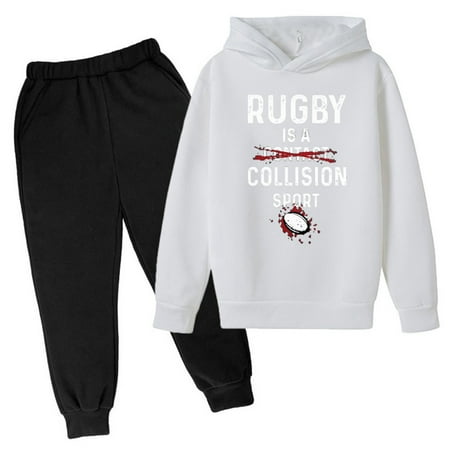 

Ydojg Cute Toddler Outfit Set New Hooded Football Letter Printed Hoodie Pants Childrens Casual Sweatshirt Fashion Trend Football Fans Sports Rugby Activity Gift For 11-12 Years