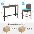 thumbnail image 7 of Outdoor Bar Set for Patio 3pcs Outdoor Bar Table and Chairs Set All Weather Bar Height High Top Outdoor Table and Chairs Wicker Bar Stools Set of 2 Tall Patio Table for Outside Balcony Brown (Blue), 7 of 7