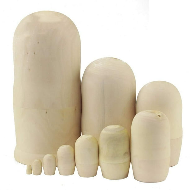 Moonmo 10pcs Beautiful Handmade DIY Blank Wooden Russia Nesting