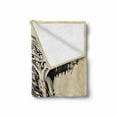 thumbnail image 2 of Japanese Dragon Soft Flannel Fleece Blanket, Doodle Style Roaring Creature with Tail Fangs Scales Tribal Details, Cozy Plush for Indoor and Outdoor Use, 50" x 60", Beige Ginger Black, by Ambesonne, 2 of 6