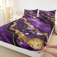 thumbnail image 3 of Manfei Metallic Marble Bed Sheets,Brown Fluid Stripe King Sheets,Purple Sparking Print Sheet Set For Girls Teens,Ultra Soft Home Decor,4 Pieces, 3 of 7