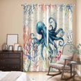 thumbnail image 3 of Kitchen Curtains 84 Inch Length 2 Panels, Coastal Nautical Octopus Grommets Window Treatment Curtain, Oceans Corals Jellyfish Starfish Thermal Curtains Drapes for Living Room/Bathroom, 3 of 9