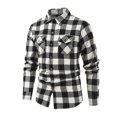 thumbnail image 2 of WREESH Men's Button Down Shirts Long Sleeve Plaid Casual Shirt with Turn-Down Collar and Pockets a Classic Men's Top White, 2 of 7