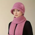 thumbnail image 3 of Women Elegant Fuzzy Winter Hat with Flower Decoration - Thick Warm Fleece Lined Beige/Pink/Brown/Navy Blue/Black - Women Hat, 3 of 7