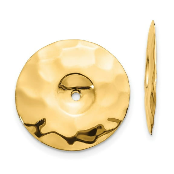 14k Polished Hammered Disc Earring Jackets