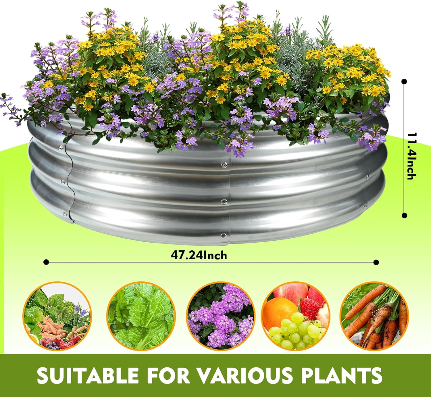 4-Foot Diameter Round Galvanized Steel Camp Fire Ring Pit, Heavy Duty for Backyard and Camping