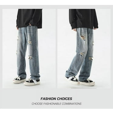 Ripped Loose Fit Jeans, Men's