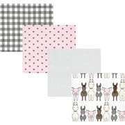 Hudson Baby Unisex Baby Cotton Flannel Receiving Blankets, Farm Friends Pink, One Size