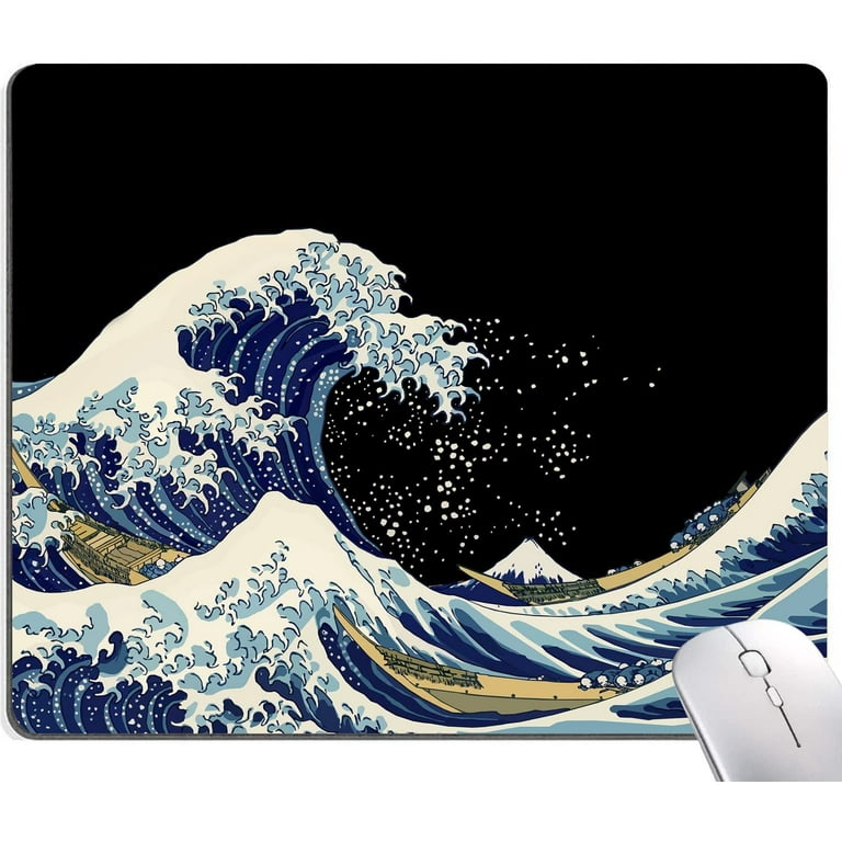 Mouse Pad, Japanese Sea Wave Design Mouse Pad, Washable Square Cloth  Mousepad for Gaming Office Laptop, Non-Slip Rubber Computer Mouse Pads for  Wireless Mouse, Cool Mouse Pads for Desk 