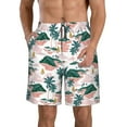 thumbnail image 2 of Uemuo Hawaii Palms Pattern Men's Swim Trunks Hawaiian Beach Bathing Suit Swimsuits Beach Quick-Dry Shorts with Pockets-3X-Large, 2 of 9