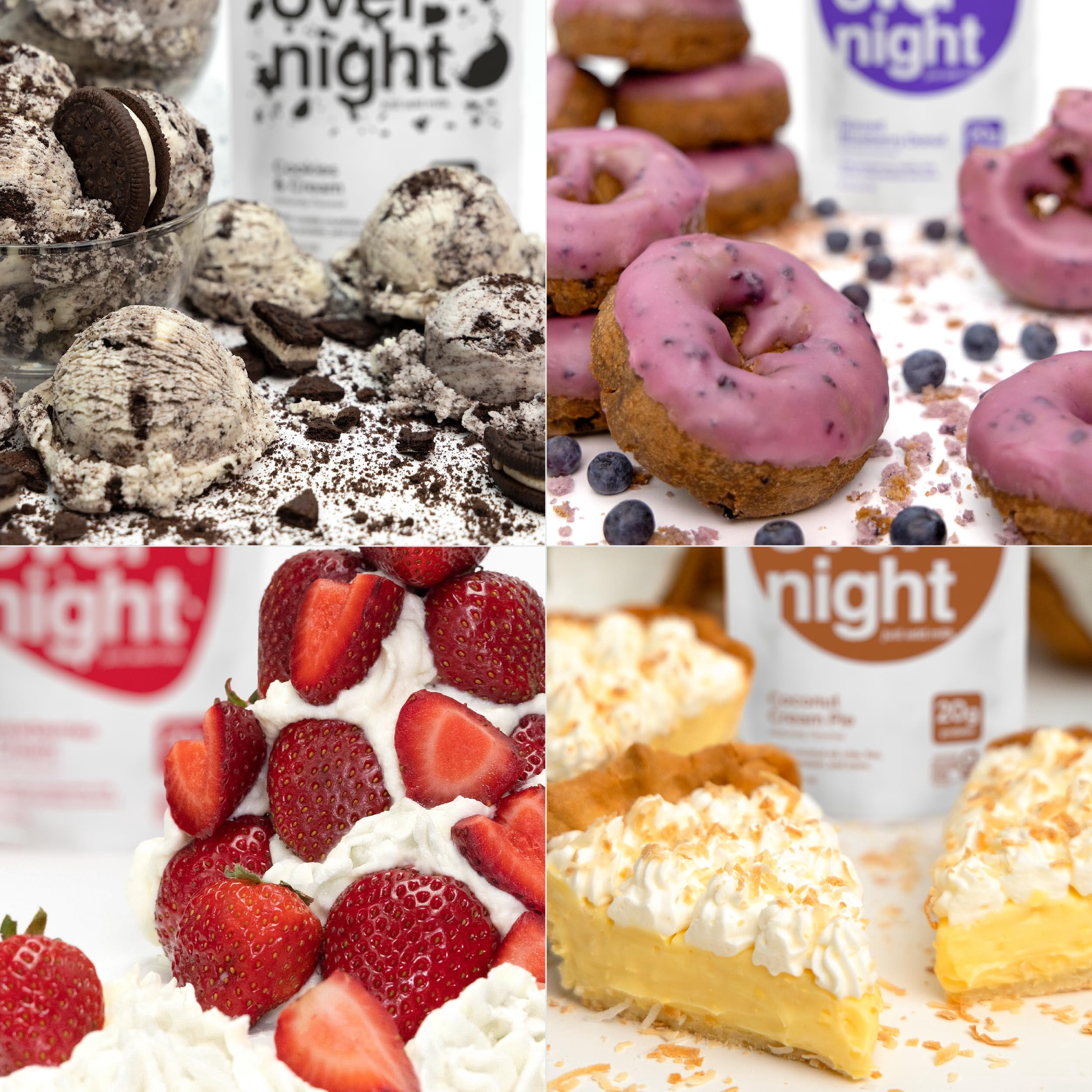 Oats Overnight Party Variety Pack-High Protein, High Fiber Breakfast Protein Shake - Gluten Free Oatmeal, Non GMO Oatmeal - Cookies & Cream, Coconut Cream Pie & More Flavors (8 Pack + Shaker Bottle)