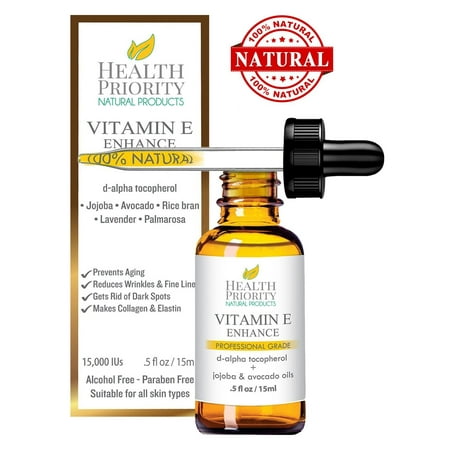 100% All Natural & Organic Vitamin E Oil For Your Face & Skin - 15000 IU - Reduces Wrinkles, Lightens Dark Spots, Heals Stretch Marks & Surgical Scars. Best Treatment for Hair, Nails, Lips & After (Best Laser Treatment For Wrinkles 2019)