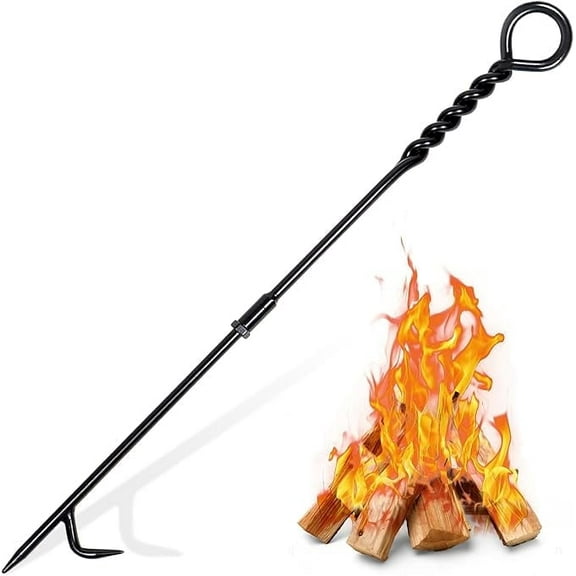 CKLT 26in Fire Poker for Fire Pit Outdoor,Heavy Duty Solid Steel Fireplace Tool Rust-Resistant