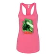 thumbnail image 2 of Catzilla Parody Taking Over City | Womens Cat Lover Jersey Racerback Tank Top, Hot Pink, Large, 2 of 3