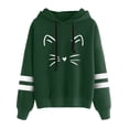 thumbnail image 2 of Green Womens Fall Tops Women Stripe Long Sleeves Printing Hoodie Sweatershirt Tops Blouse Sweaters for Women, 2 of 4
