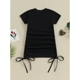 thumbnail image 4 of Suealasg Kids Toddler Girls Outfits Black Short Sleeve Crewneck Heart Print Side Drawstring Dress Little Girls Summer Beachwear Clothes, 4 of 8