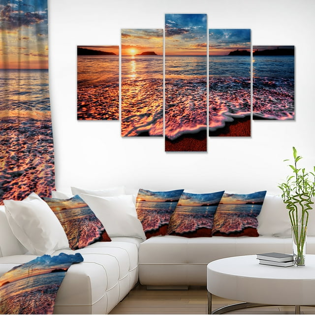 Vue Paisible de Plage de Soirée - Toile de Paysage Marin