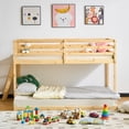thumbnail image 5 of Zimtown Bunk Bed Twin Over Full with 14.57" Height Safety Guardrail, Low Floor Wood Bed Frame, Wood Color, 5 of 11