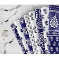 thumbnail image 6 of Soimoi 8 Pc Fat Quarter Bundle,Asian Block PaisleyPrint 18"x 22"DIY Patchwork-100% CottonPre-Cut Quilting Fabric White & Blue, 6 of 8