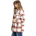 thumbnail image 2 of Love Tree Women's Oversize Sherpa Lined Plaid Flannel Shirt Jacket (Terracotta, Medium), 2 of 4
