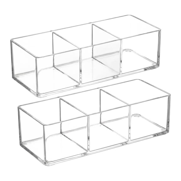 2 Pcs Vanity Stuff, Multipurpose Clear Plastic Storage Bins for Jewelries, Kitchen Gadgets and Offic – Drawer Organizer Set Dresser Desk Drawer Dividers – Bathroom Vanity Cosmetic Makeup Trays 