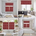 thumbnail image 6 of Red Boho Kitchen Curtains Sets for Windows 36 Inch Length, Vintage Country Ethnic Abstract Flowers Art Rod Pocket Window Treatments Tier Curtains and Valances Set for Bedroom/Bathroom, 6 of 8