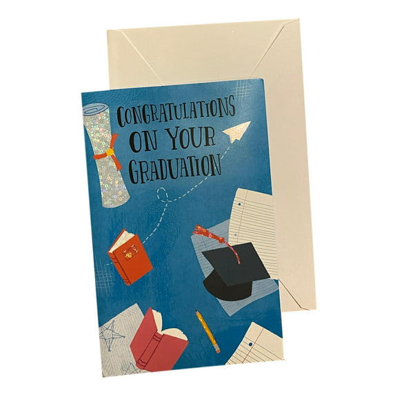 Graduation Day Greeting Card - CONGRATULATIONS ON YOUR GRADUATION, Graduation, box multi-layer with music, with diploma, graduation cap,books