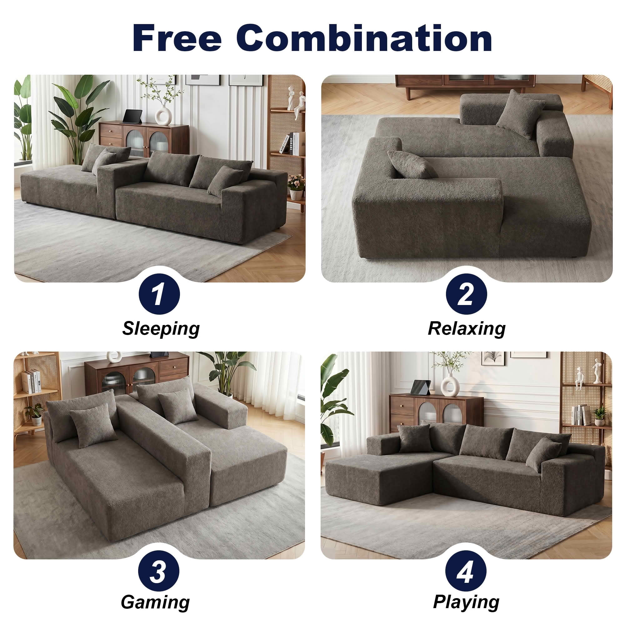 MAYEERTY 104" Cloud Sectional Couch with L-Shape Chaise, Modern Modular Sofa with Deep Seat, Upholstered Couches with Back Cushion for Living Room Bedroom, No Assembly Required