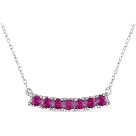 1-3/8 Carat T.G.W. Created Ruby Sterling Silver Multi-Stone Necklace, 17