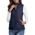 thumbnail image 2 of Women'S Stand Collar Zipper Padded Quilted Vest with Pockets Dark Blue L, 2 of 10