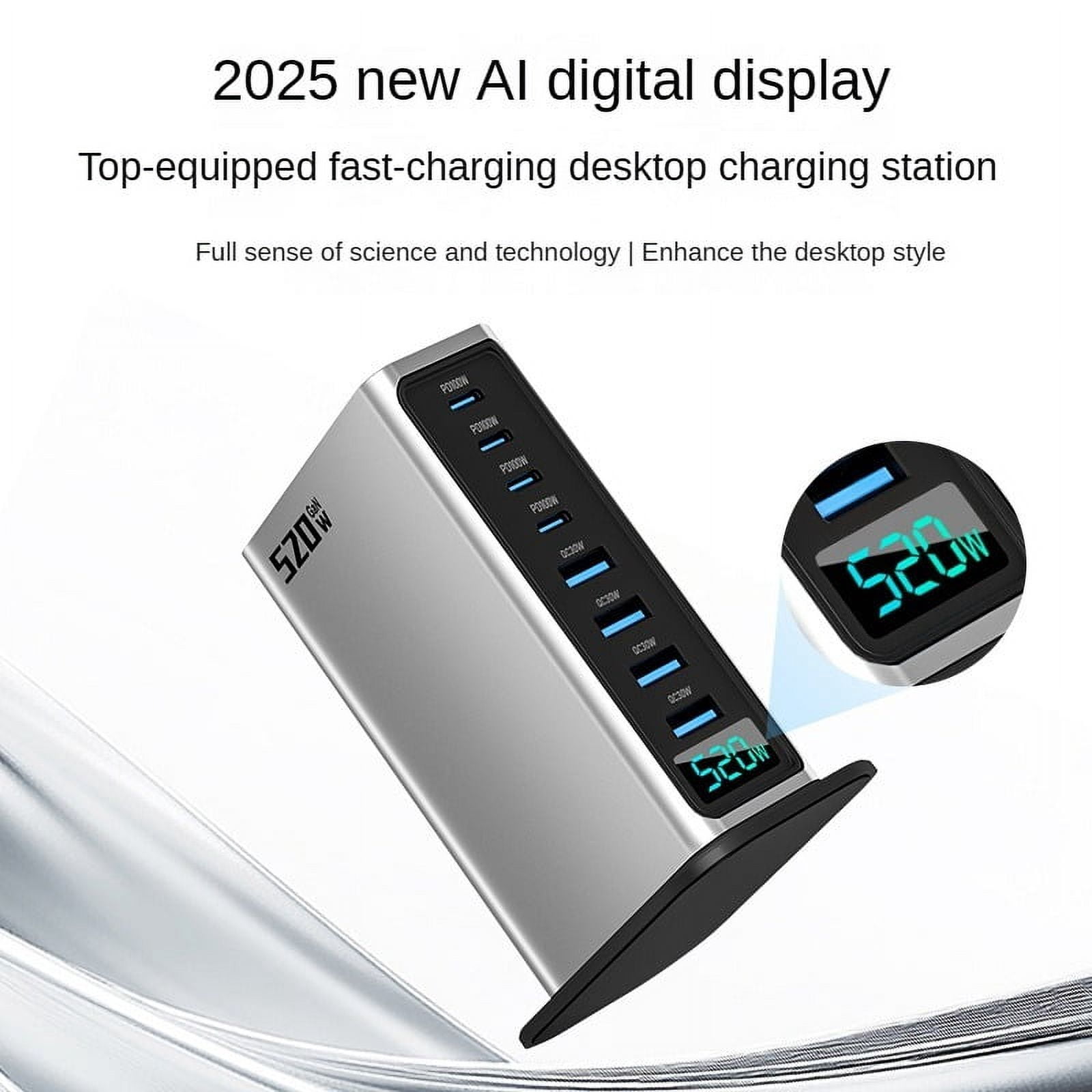 520W Gallium Nitride Charger Multi-Port Desktop Charging Station Fast Charging Head for Apple Laptop Power Adapter