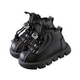 thumbnail image 2 of BXJX Girls Ankle Boots, Slip-Resistant Warm Soft Sole Fleece Lined Lace Up Boots for Fall Winter Black Size 10 Little Kids, 2 of 8