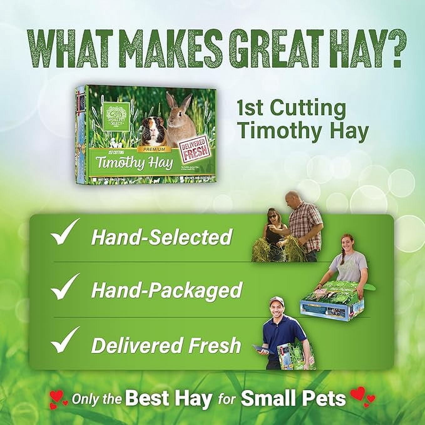 Small Pet Select 1st Cutting "High Fiber" Timothy Hay Pet Food, 2 lb.