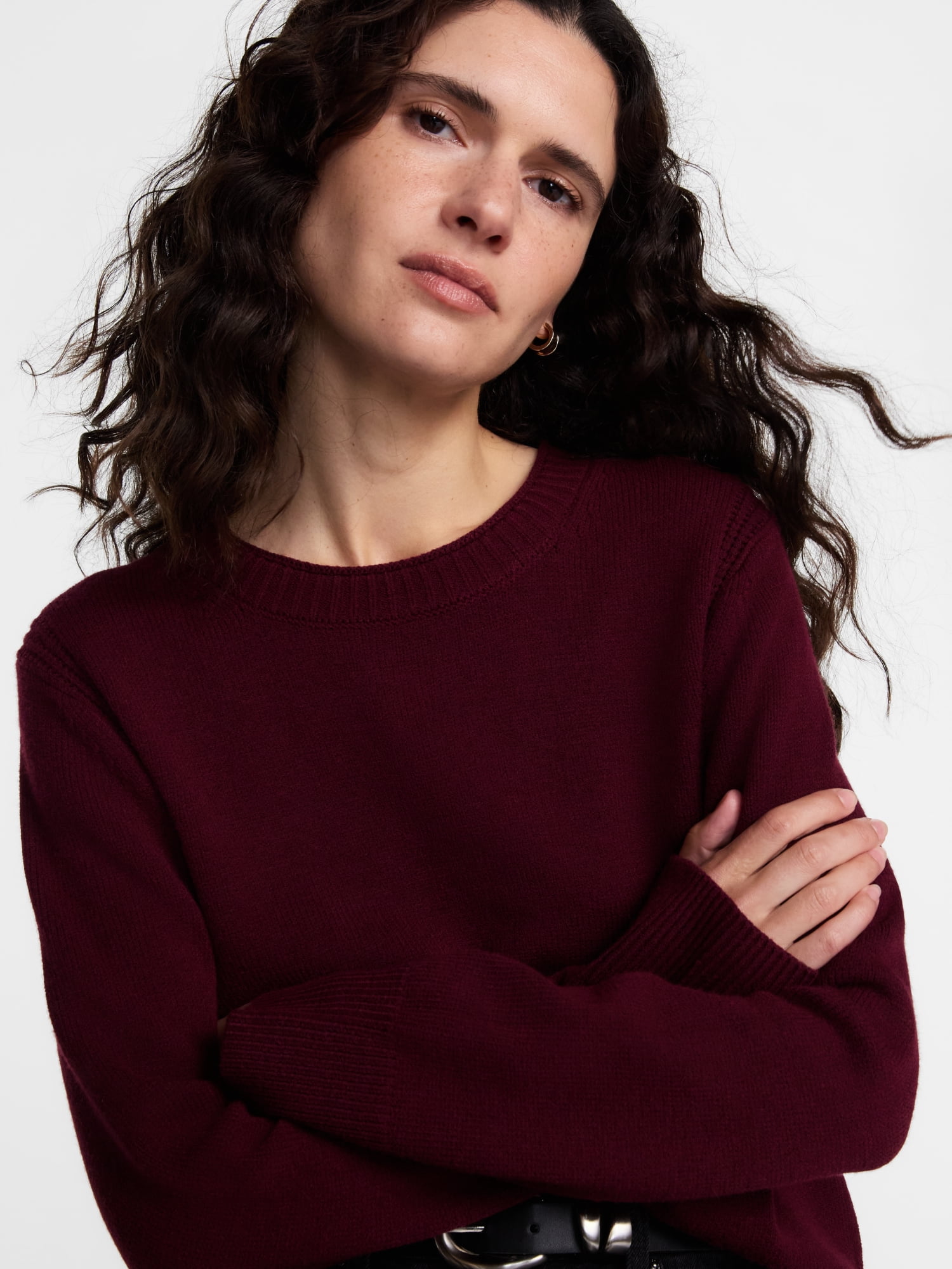 Scenario Women's and Women's Plus Cozy Crewneck Sweater with Long Sleeves, Sizes XS-4X