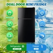 DEMULLER 2.3 Cu.ft Mini Refrigerators with Freezer Double Door Small Fridge for Room Black