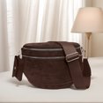 thumbnail image 3 of HUISZJ Faux Suede Chest Bag, Coffee Crossbody Sling Bag with Removable Wallet, Trendy Fanny Pack for Women Work Travel, 3 of 5