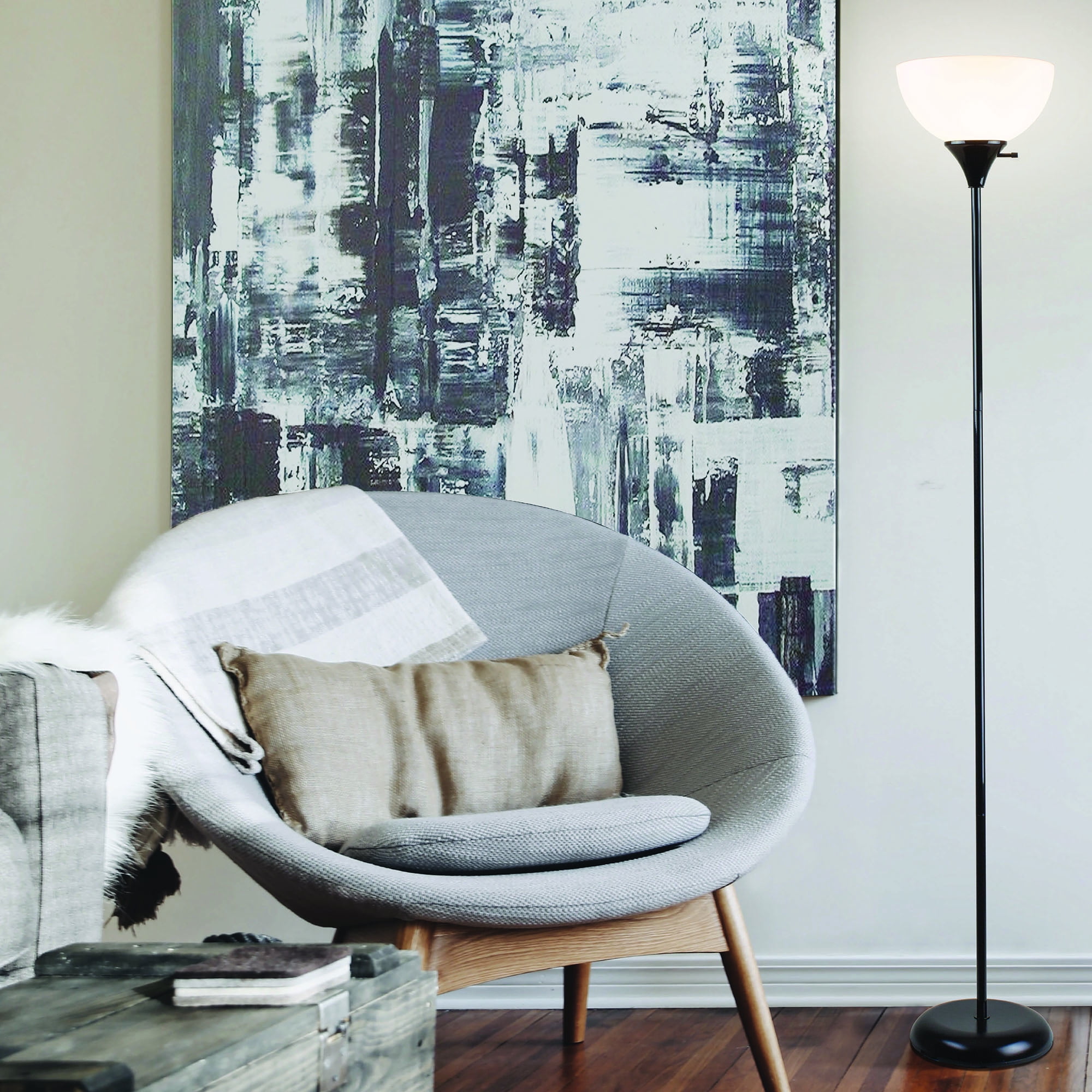 Henry 71" Torchiere Standing Floor Lamp by Newhouse Lighting, Black